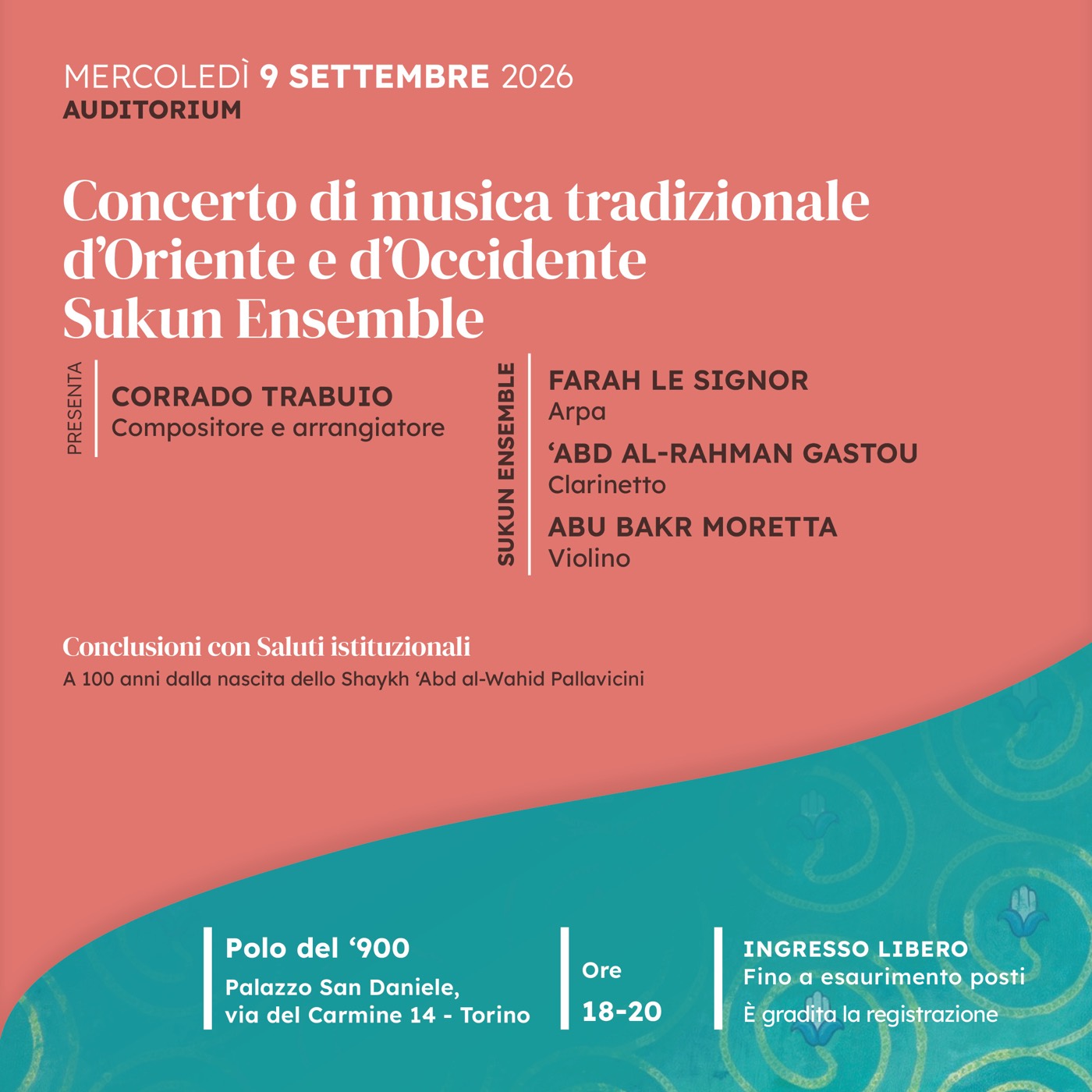 Concerto di musica tradizionale d'Oriente e d'Occidente - Sukun Ensemble, 9 settembre 2026